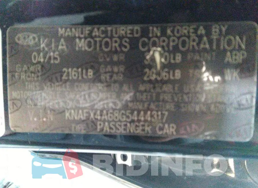 KNAFX4A68G5444317 Photo# 9