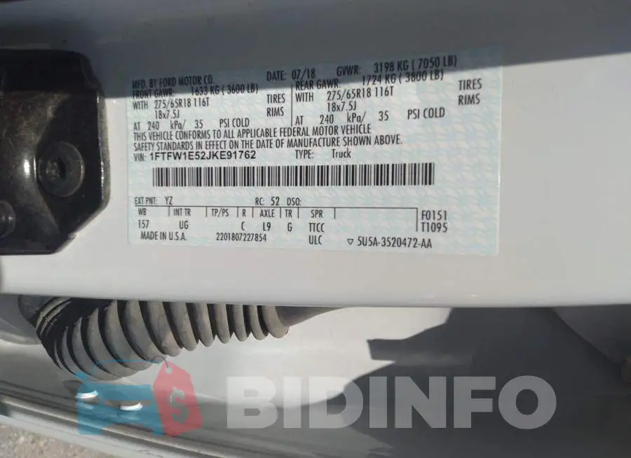 1FTFW1E52JKE91762 Photo# 9