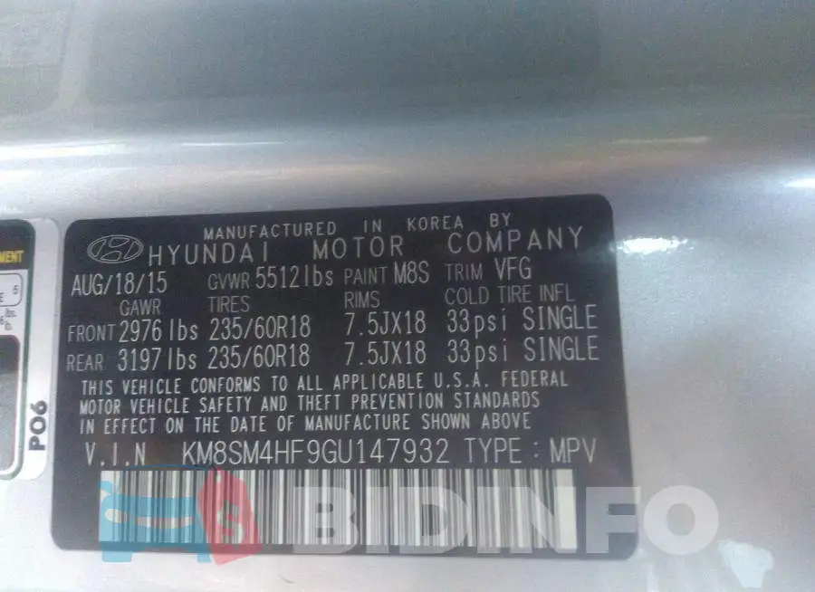 KM8SM4HF9GU147932 Photo# 9
