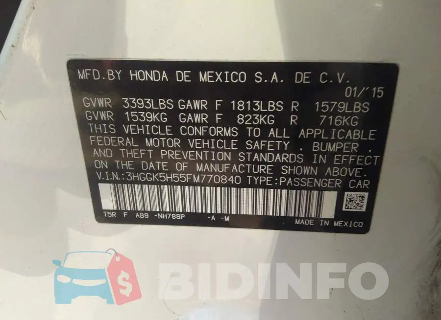 3HGGK5H55FM770840 Photo# 9