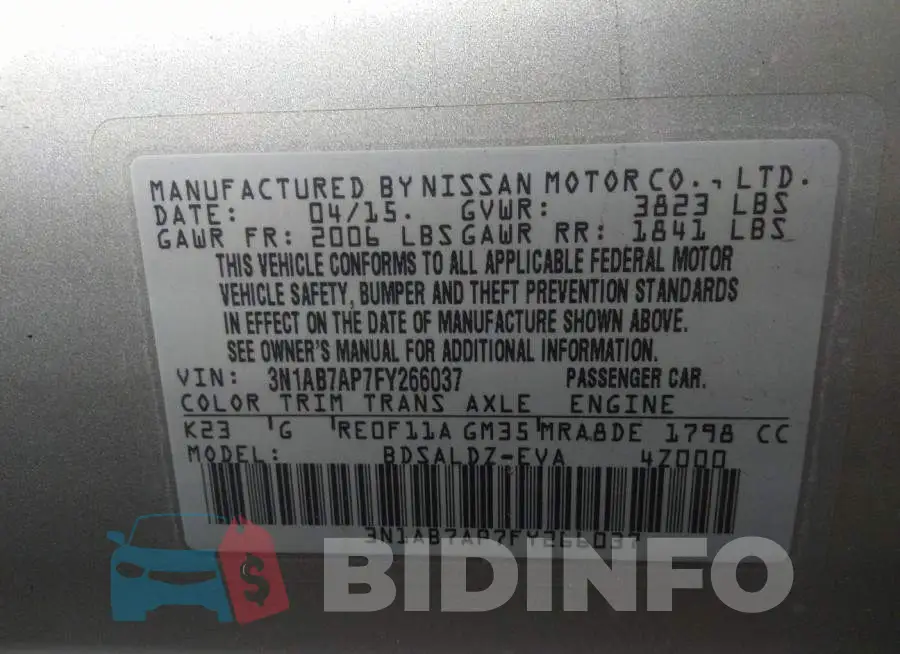 3N1AB7AP7FY266037 Photo# 9