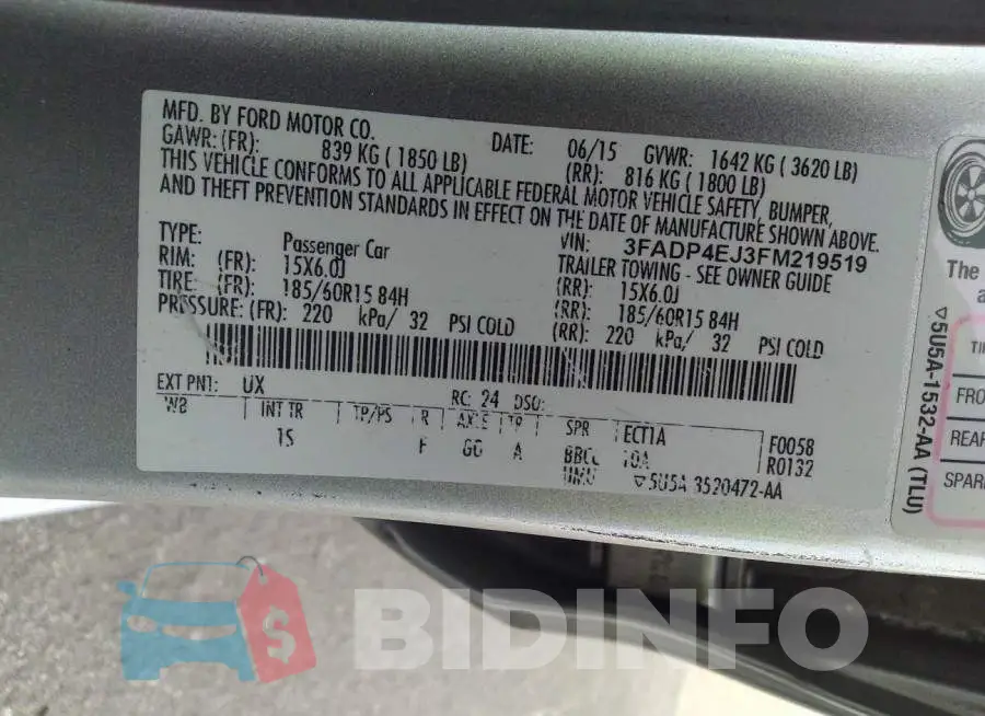 3FADP4EJ3FM219519 Photo# 9