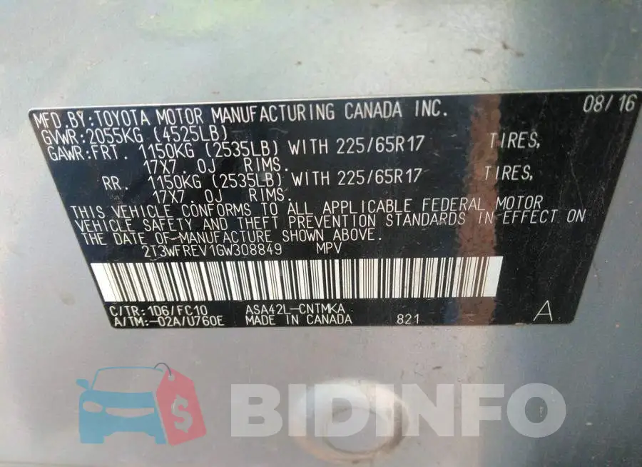 2T3WFREV1GW308849 Photo# 9