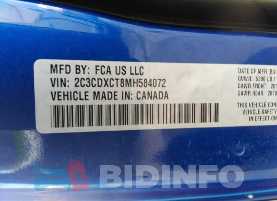 2C3CDXCT8MH584072 Photo# 9