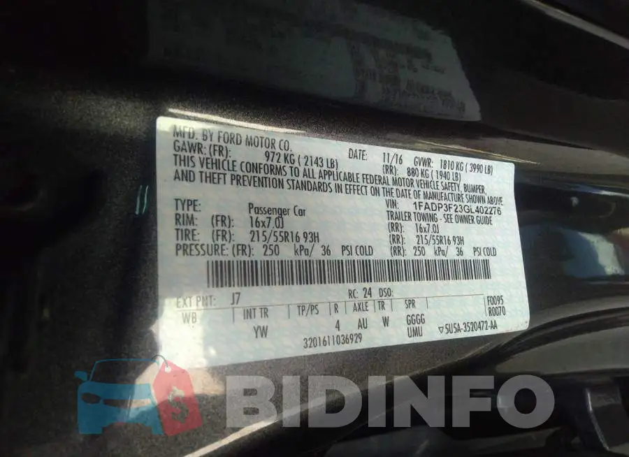 1FADP3F23GL402276 Photo# 9
