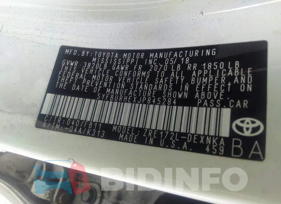 5YFBURHEXJP845284 Photo# 9