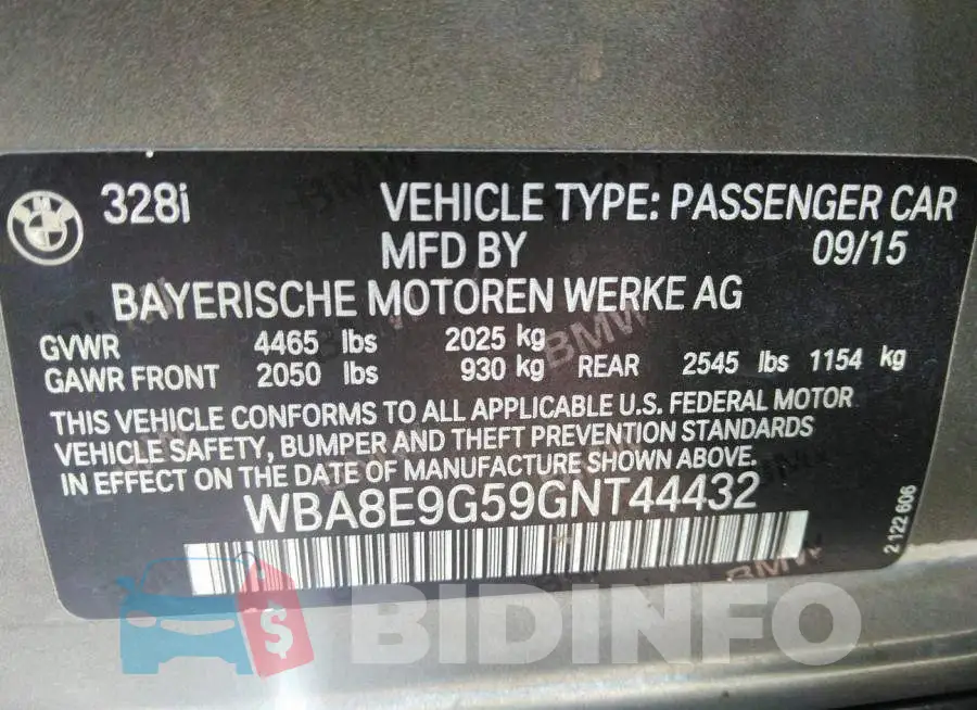 WBA8E9G59GNT44432 Photo# 9