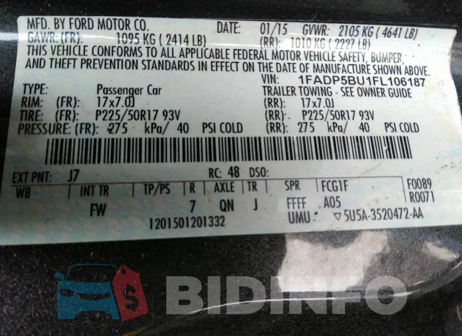 1FADP5BU1FL106187 Photo# 9