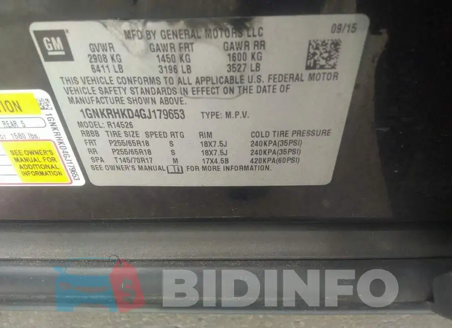 1GNKRHKD4GJ179653 Photo# 9