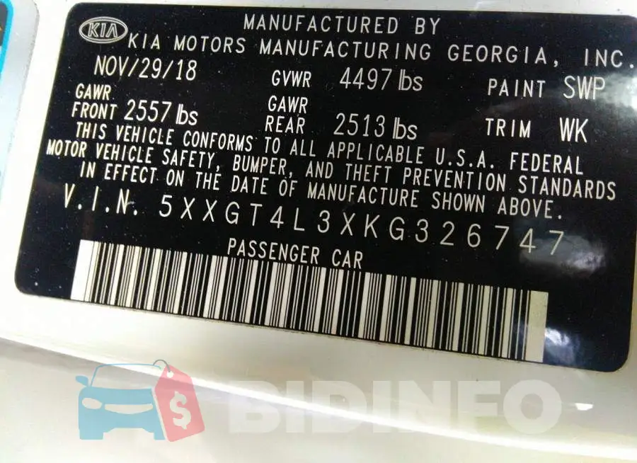 5XXGT4L3XKG326747 Photo# 9