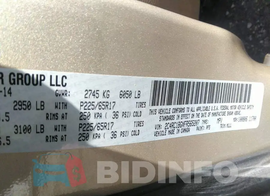 2C4RC1BGXFR565207 Photo# 9