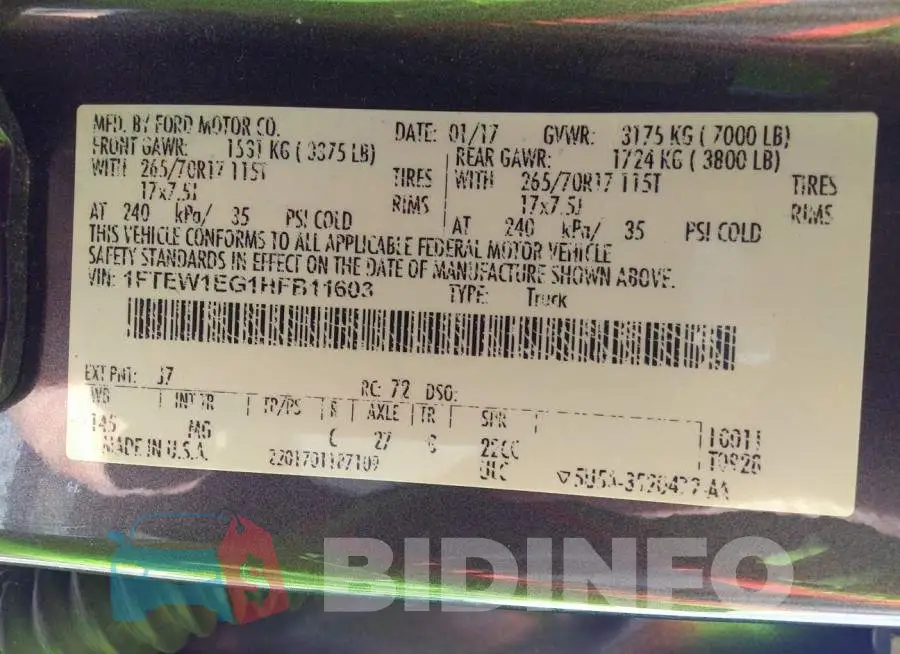 1FTEW1EG1HFB11603 Photo# 9