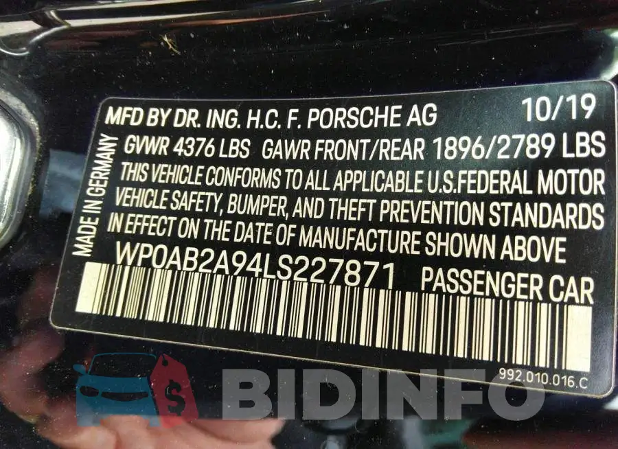 WP0AB2A94LS227871 Photo# 9