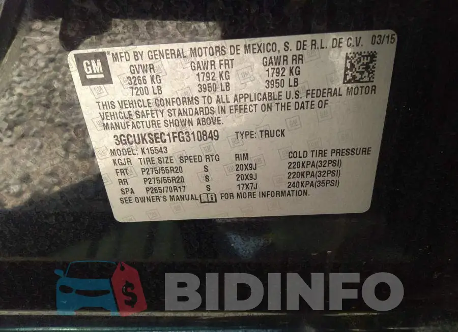 3GCUKSEC1FG310849 Photo# 9