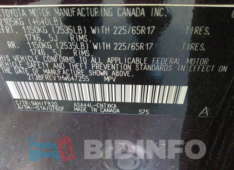 2T3BFREV1HW647255 Photo# 9