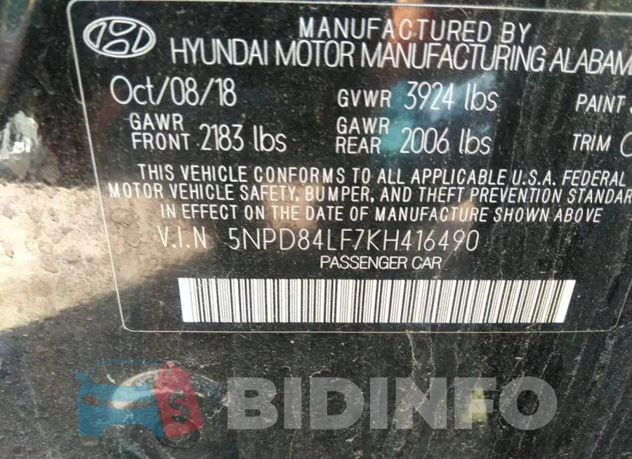 5NPD84LF7KH416490 Photo# 9