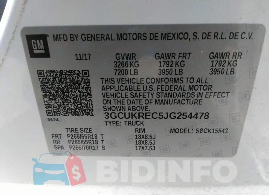 3GCUKREC5JG254478 Photo# 9