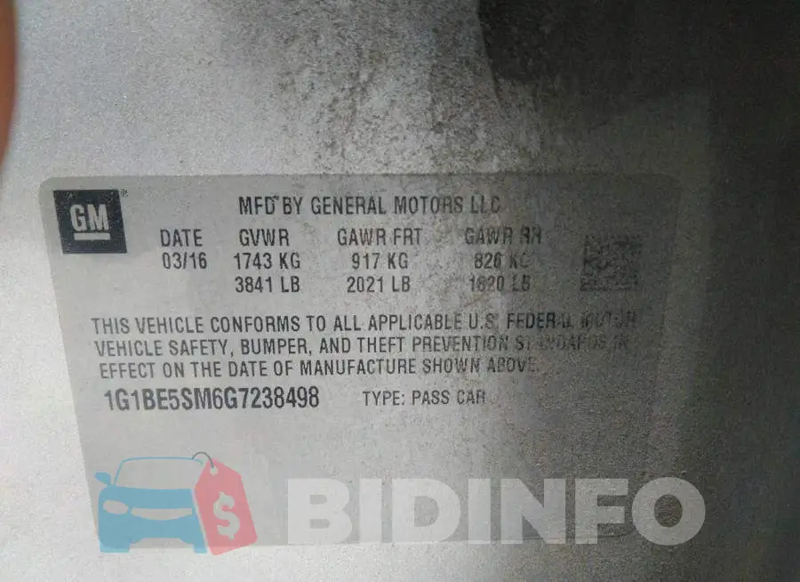 1G1BE5SM6G7238498 Photo# 9