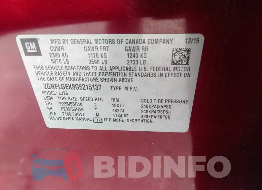 2GNFLGEK8G6215137 Photo# 9