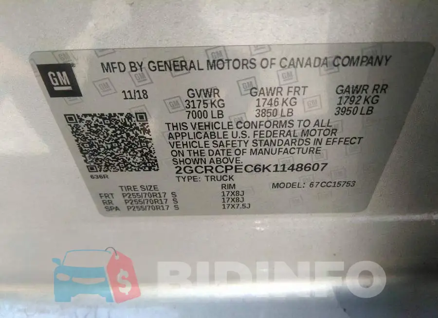 2GCRCPEC6K1148607 Photo# 9