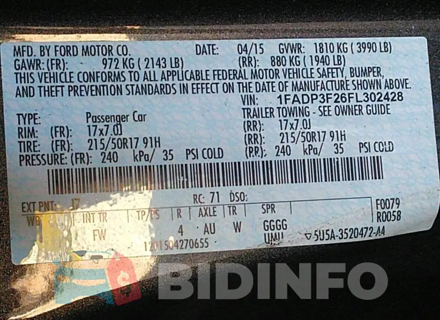 1FADP3F26FL302428 Photo# 9