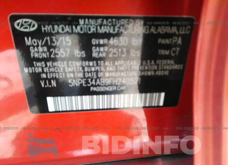 5NPE34AB9FH240521 Photo# 9