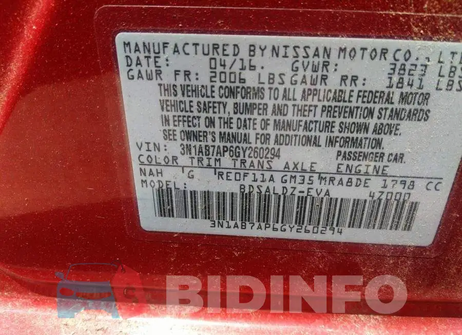 3N1AB7AP6GY260294 Photo# 9