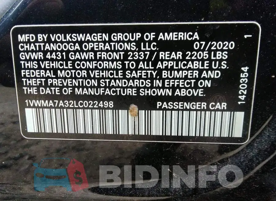 1VWMA7A32LC022498 Photo# 9