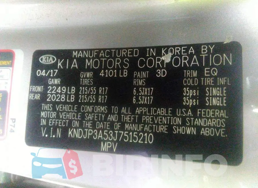 KNDJP3A53J7515210 Photo# 9