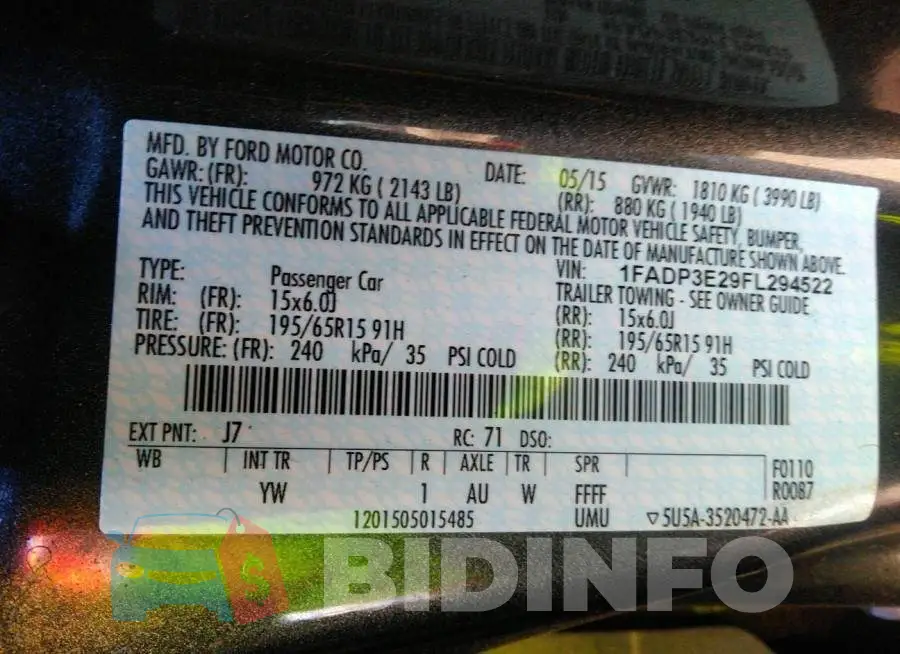 1FADP3E29FL294522 Photo# 9