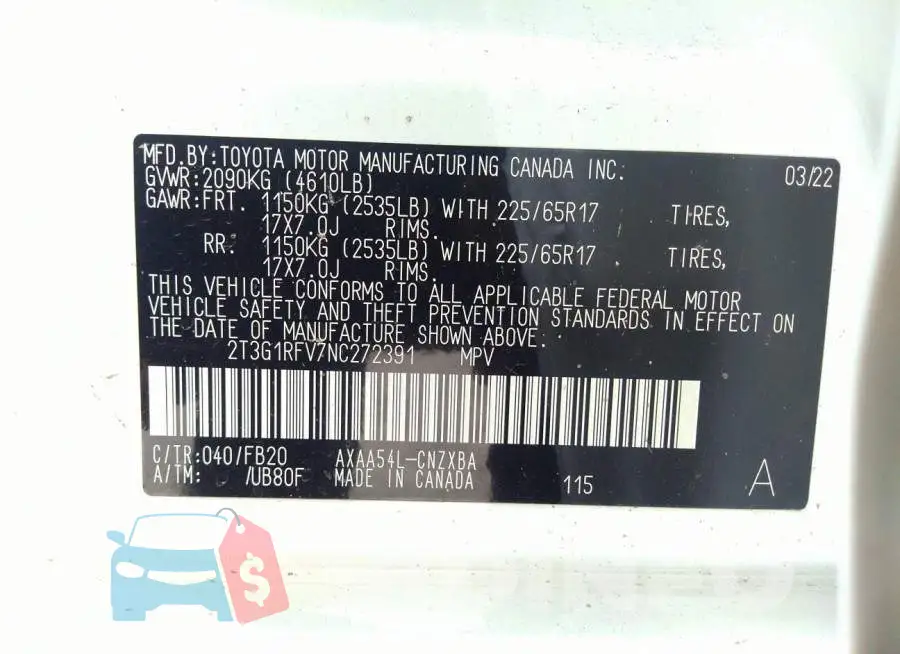 2T3G1RFV7NC272391 Photo# 9