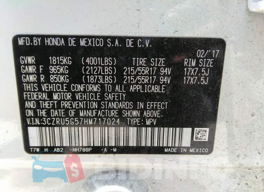3CZRU5G57HM717024 Photo# 9