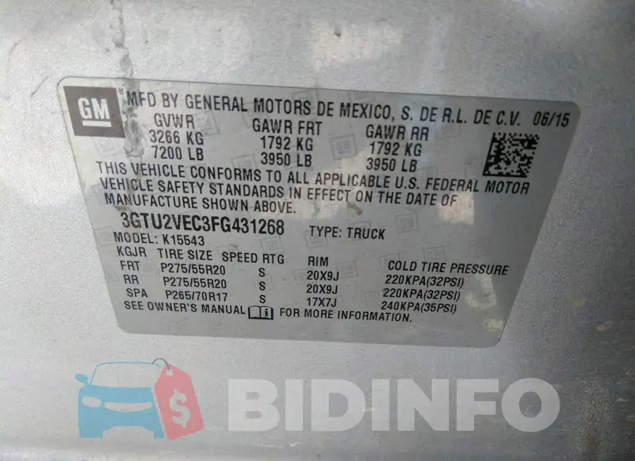 3GTU2VEC3FG431268 Photo# 9