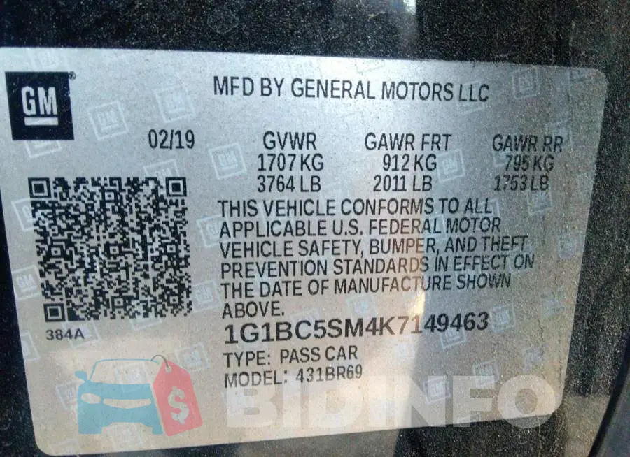 1G1BC5SM4K7149463 Photo# 9