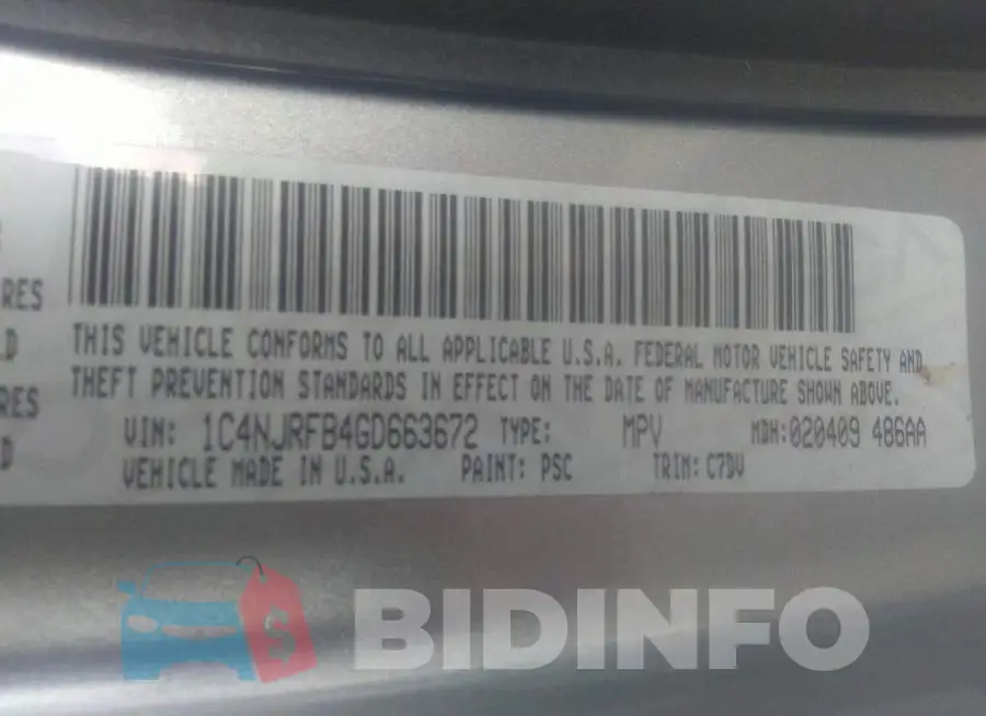 1C4NJRFB4GD663672 Photo# 9