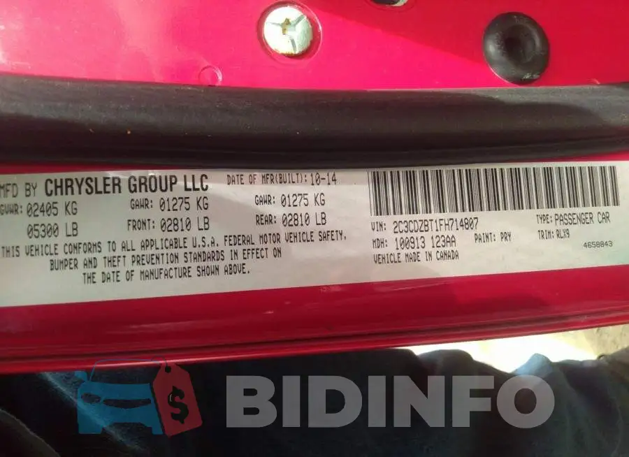 2C3CDZBT1FH714807 Photo# 9