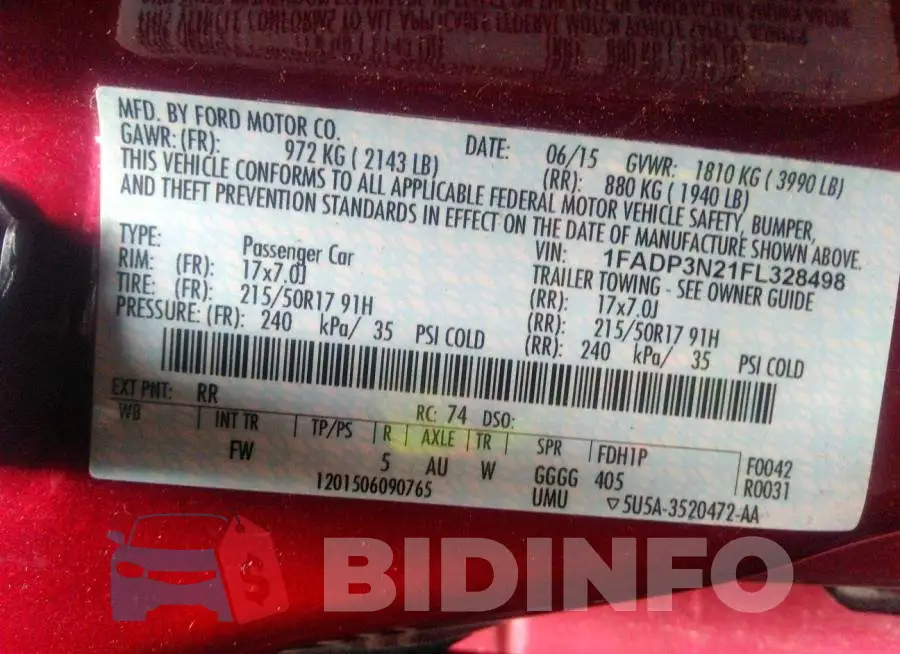 1FADP3N21FL328498 Photo# 9