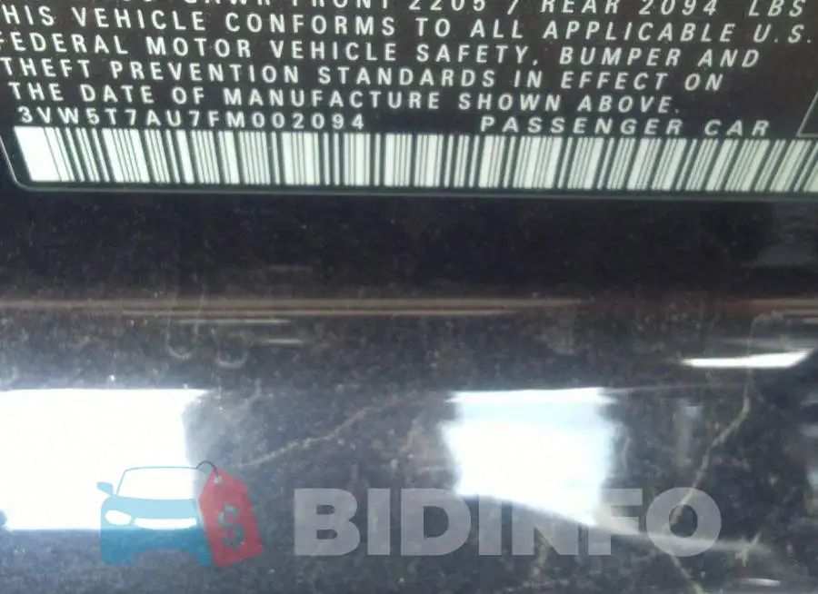 3VW5T7AU7FM002094 Photo# 9