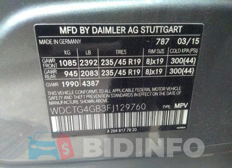 WDCTG4GB3FJ129760 Photo# 9
