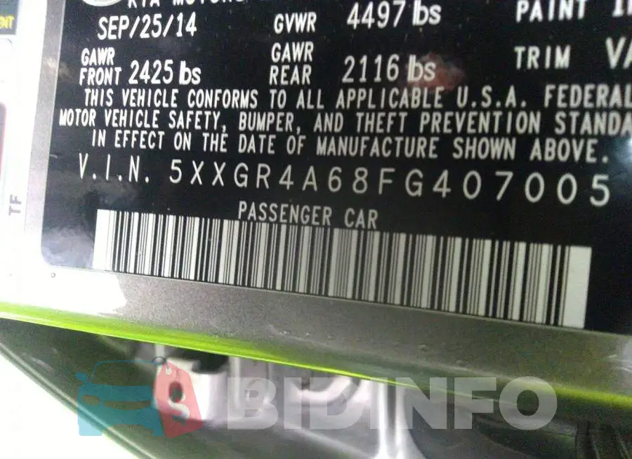 5XXGR4A68FG407005 Photo# 9