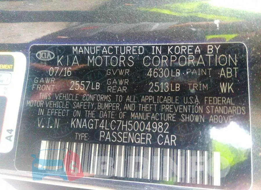 KNAGT4LC7H5004982 Photo# 9
