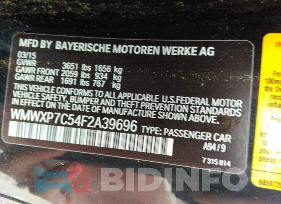 WMWXP7C54F2A39696 Photo# 9