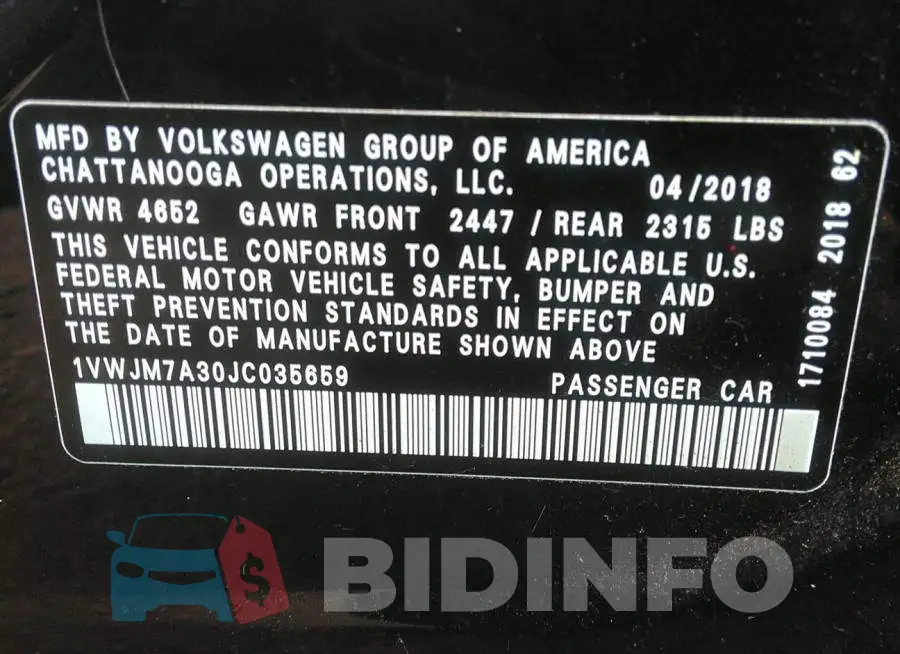 1VWJM7A30JC035659 Photo# 9