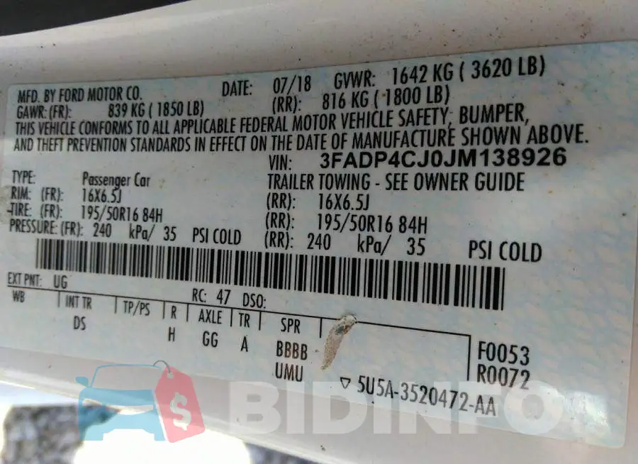 3FADP4CJ0JM138926 Photo# 9