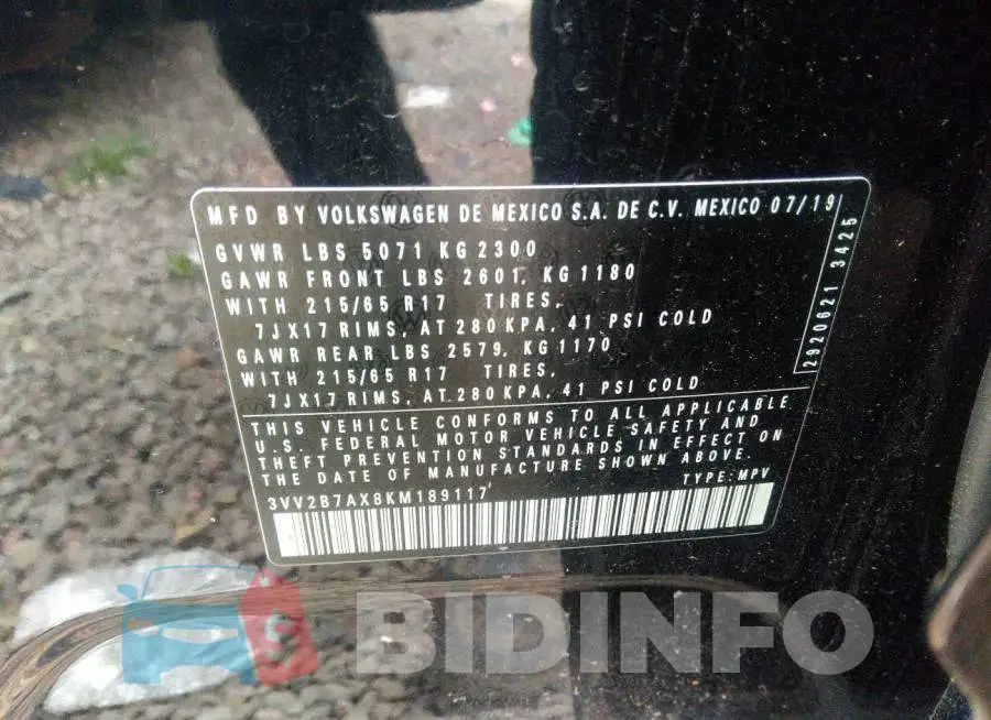 3VV2B7AX8KM189117 Photo# 9
