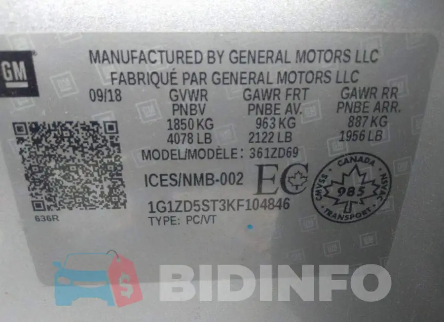 1G1ZD5ST3KF104846 Photo# 9