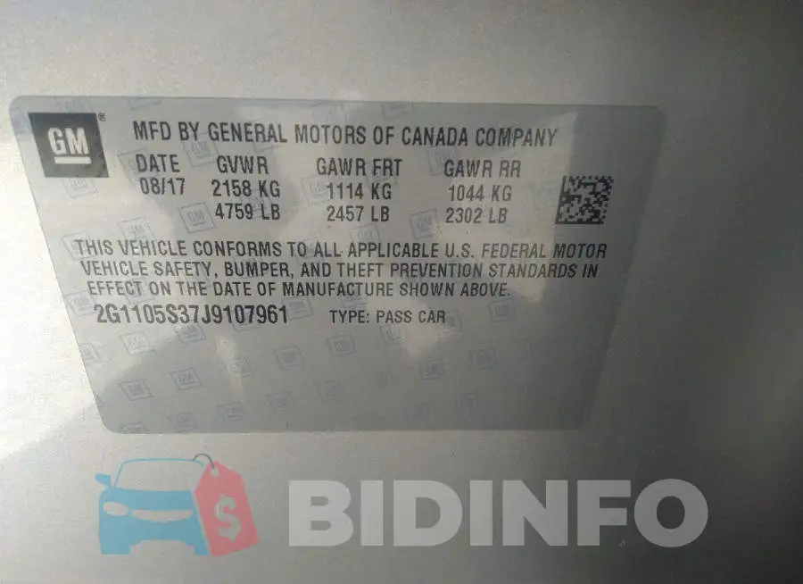 2G1105S37J9107961 Photo# 9