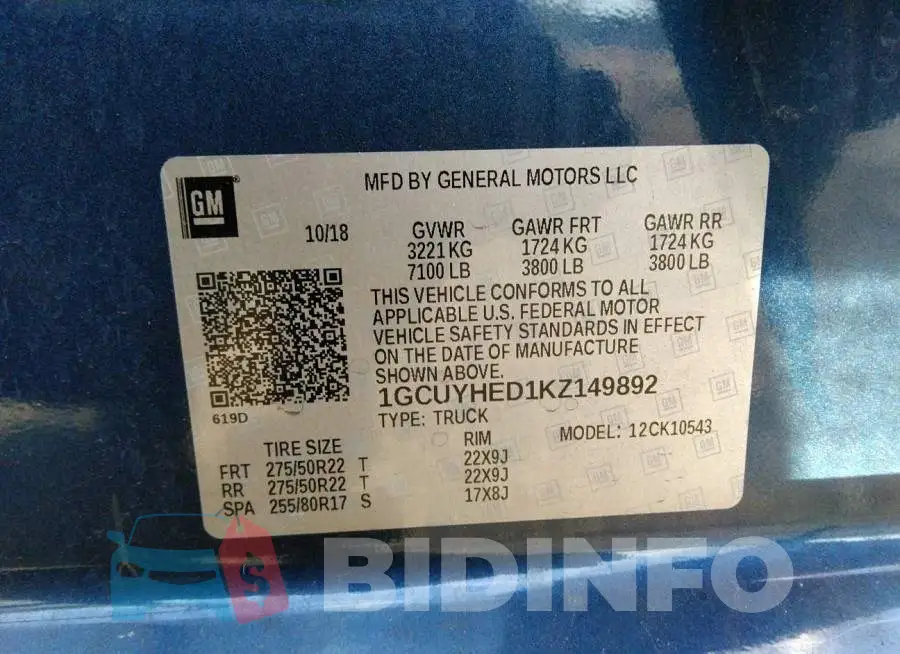 1GCUYHED1KZ149892 Photo# 9