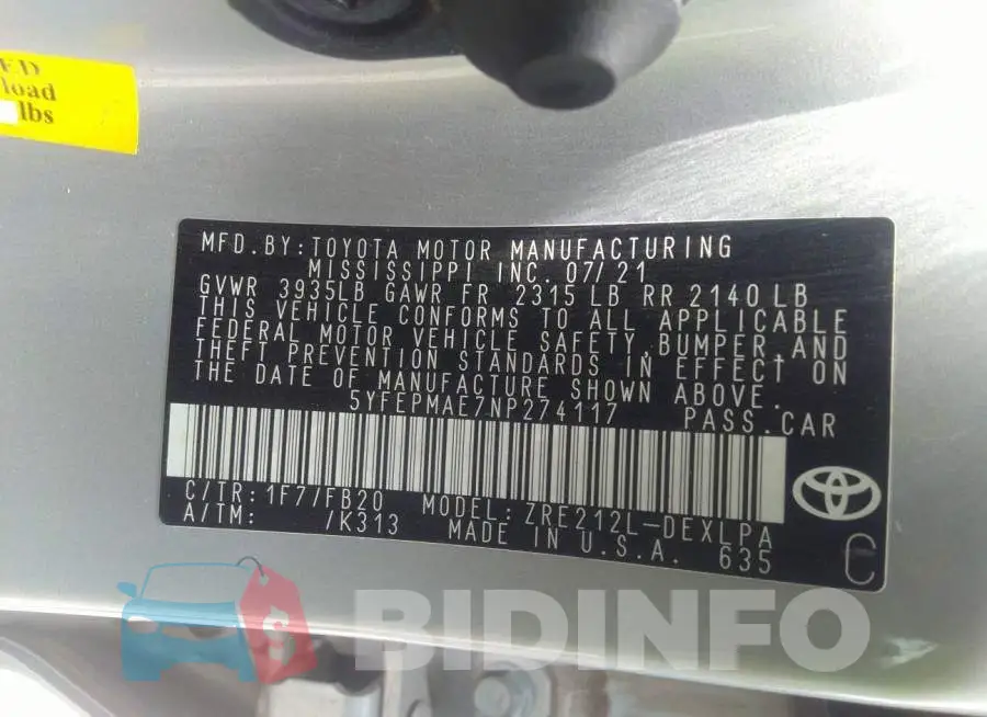 5YFEPMAE7NP274117 Photo# 9