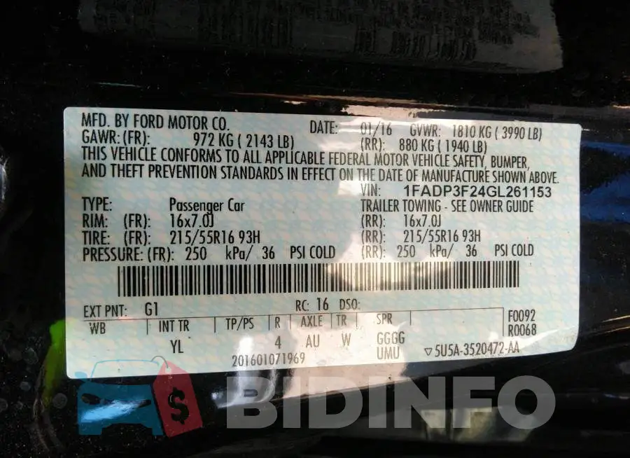 1FADP3F24GL261153 Photo# 9